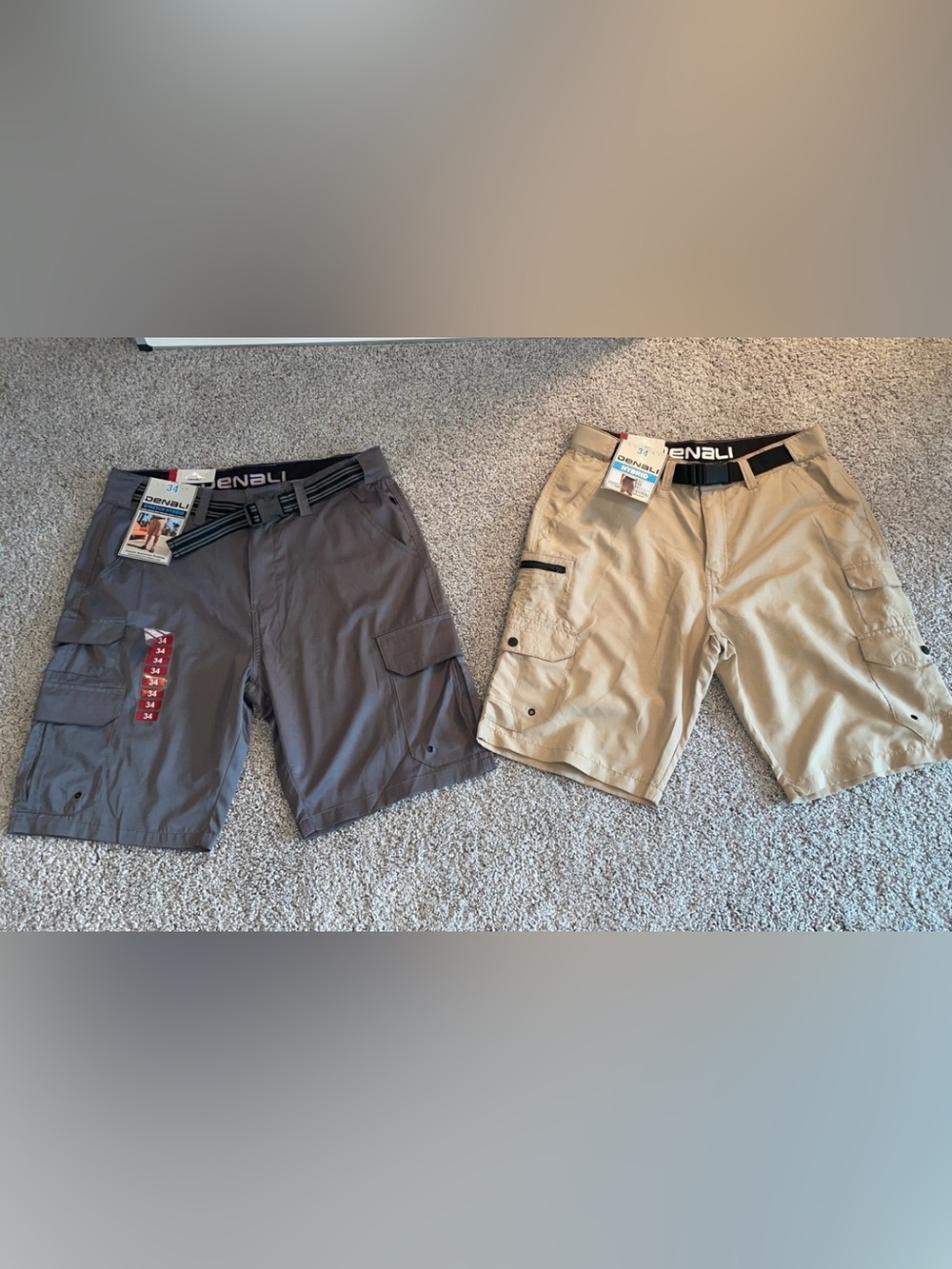 Denali Men's Hybrid Cargo Shorts - Gray and Khaki